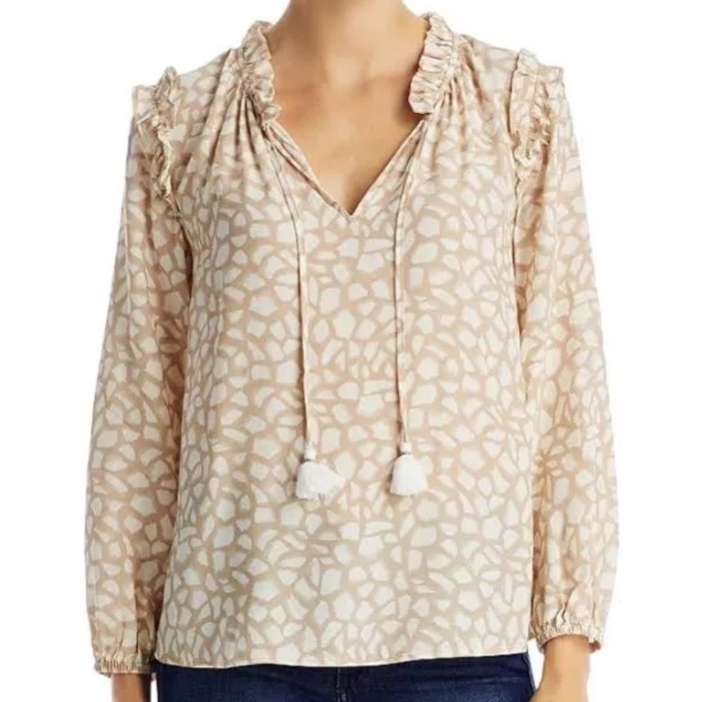 Vineyard Vines Women's Ruffled Animal-Print Blouse
